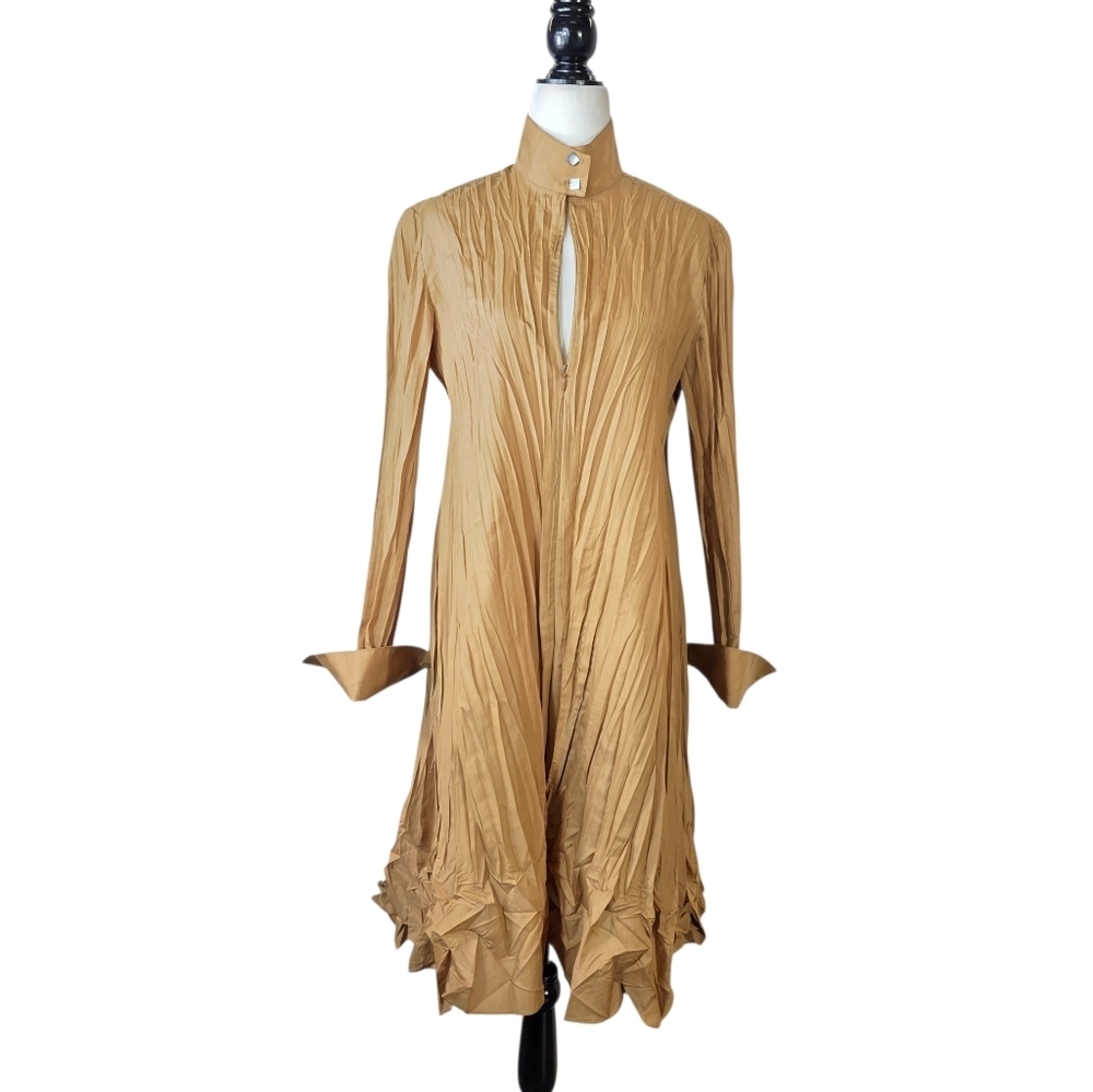 Marie Saint Pierre Montreal Pleated minimalist Flare long sleeves Midi Dress